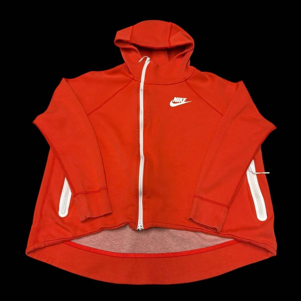Nike Women's Red Tech Fleece Full-Zip Cape Hoodie Size L